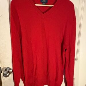 Brooks Brothers V-Neck Sweater in Bold Red
